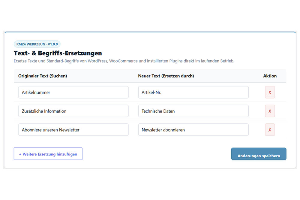 RM24 Text Replacer – WooCommerce & WP Text Editor